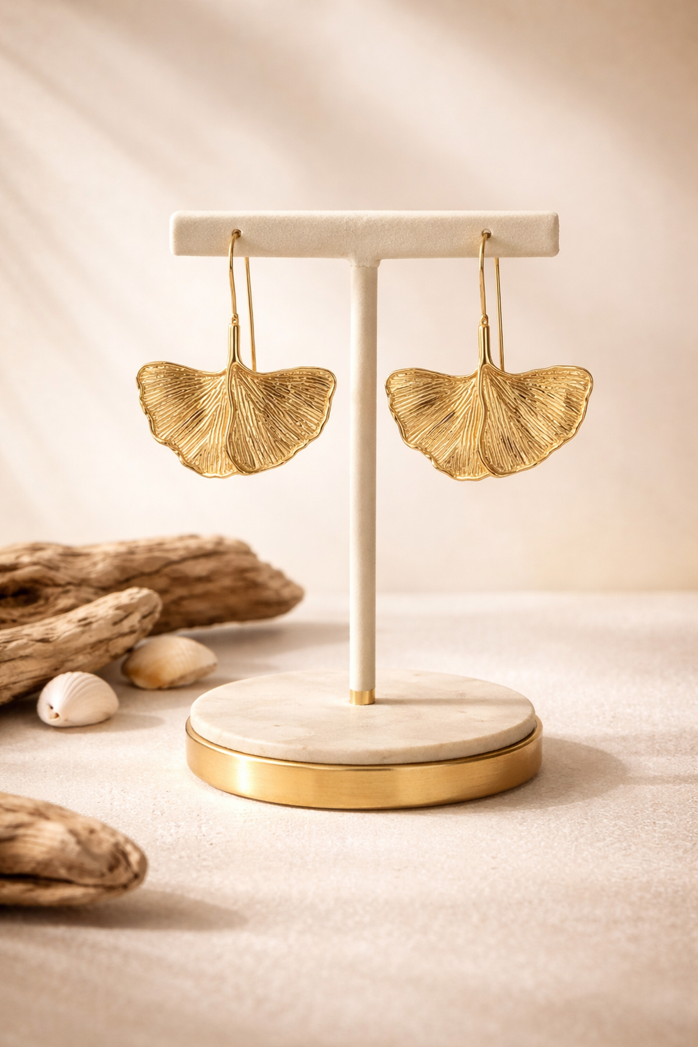 Ginkgo Leaf Gold Earrings