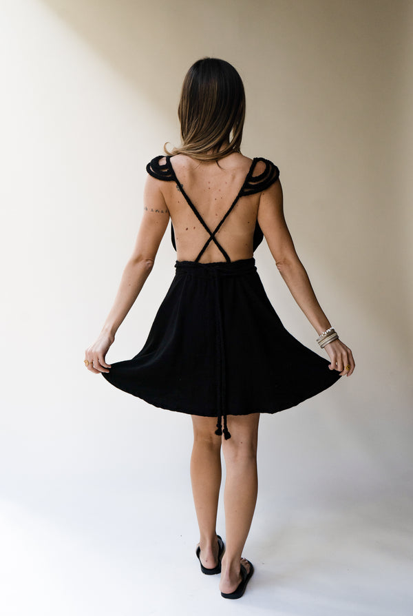 Brigid Braided Shoulder Mini Goddess Dress