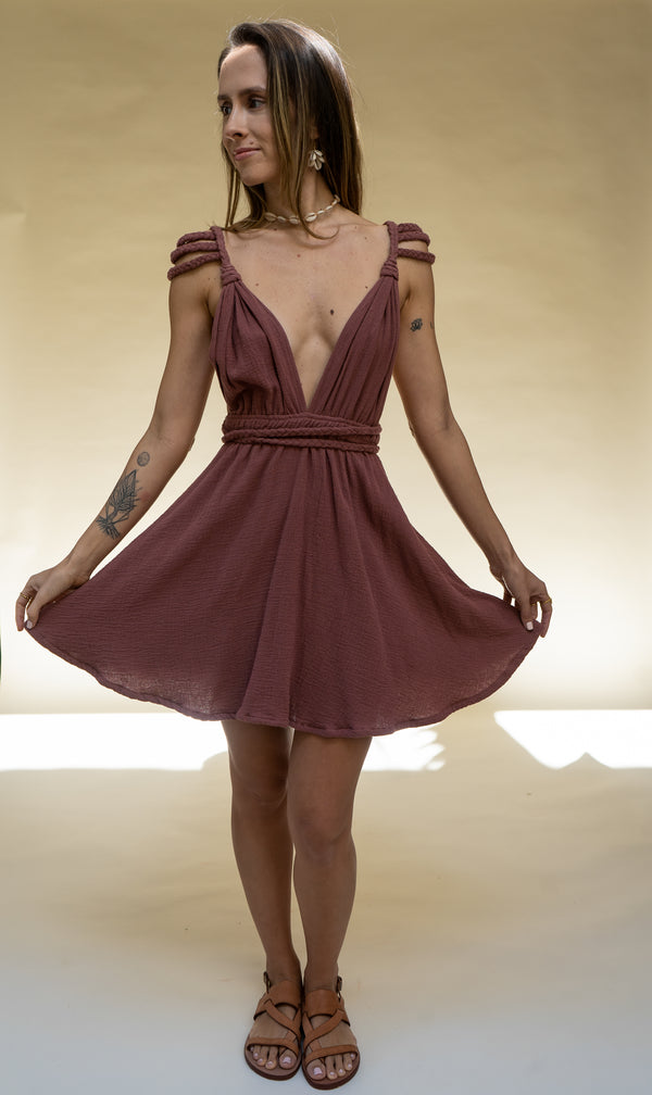Brigid Braided Shoulder Mini Goddess Dress