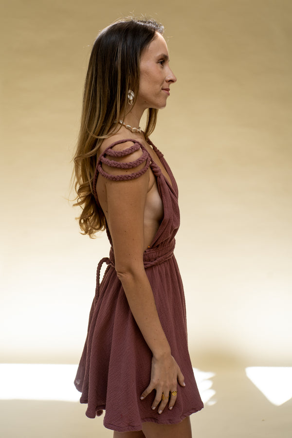 Brigid Braided Shoulder Mini Goddess Dress