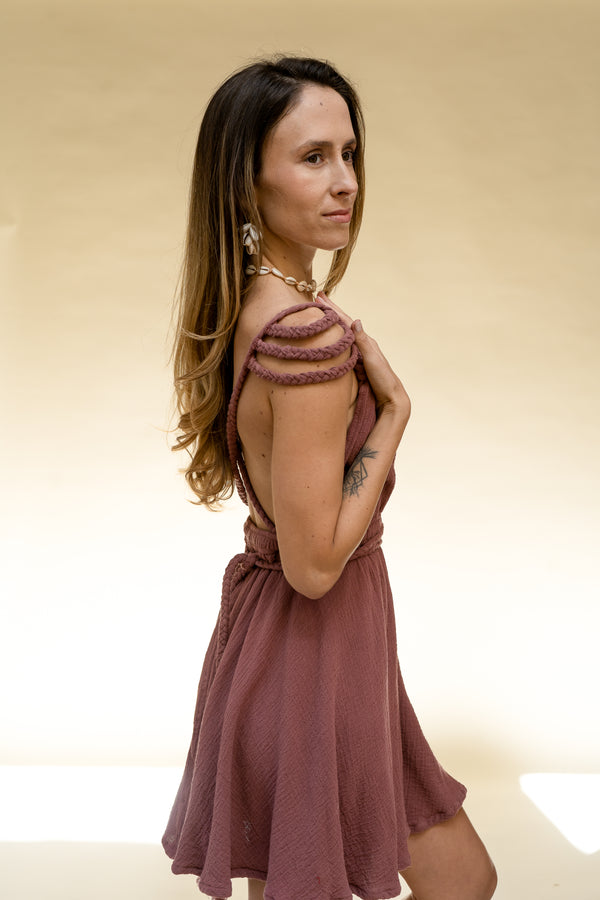 Brigid Braided Shoulder Mini Goddess Dress
