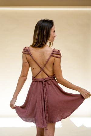 Brigid Braided Shoulder Mini Goddess Dress