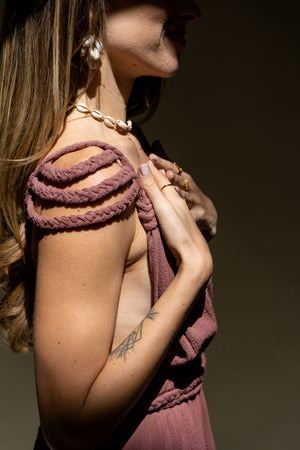 Brigid Braided Shoulder Mini Goddess Dress