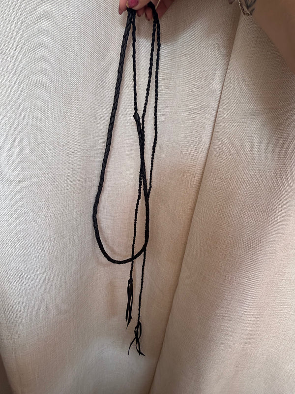Nakidu Braided Calf Skin Tassle Belt