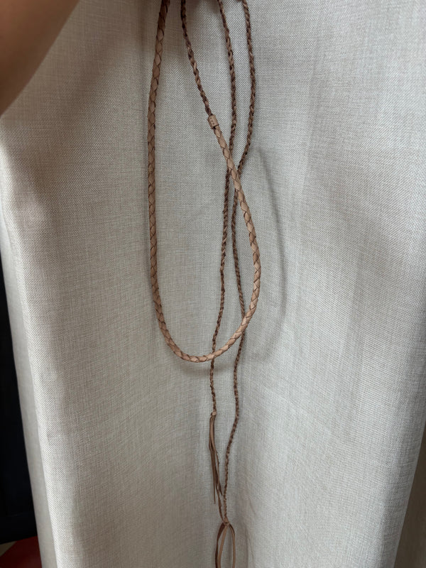 Nakidu Braided Calf Skin Tassle Belt