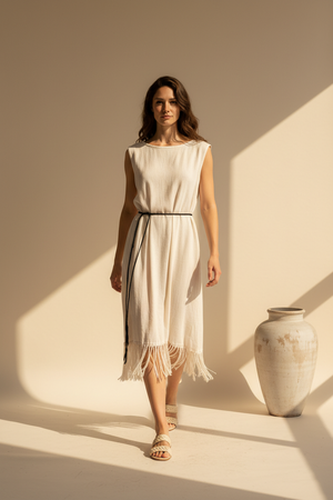 Juana Ines Tunic - Hand Fringed Cotton
