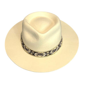 Cream Beverly Wide Brimmed Fedora Wool Hat