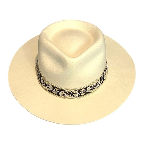 Cream Beverly Wide Brimmed Fedora Wool Hat