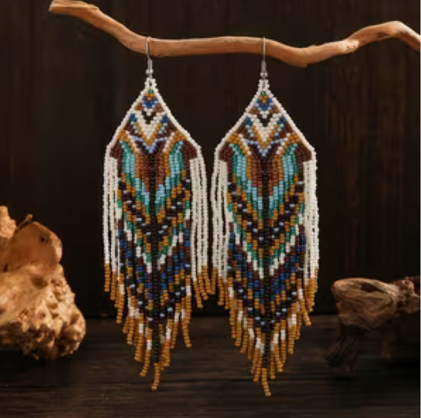 Beaded Ethnic Tassel Earrings