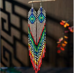 Beaded Ethnic Tassel Earrings