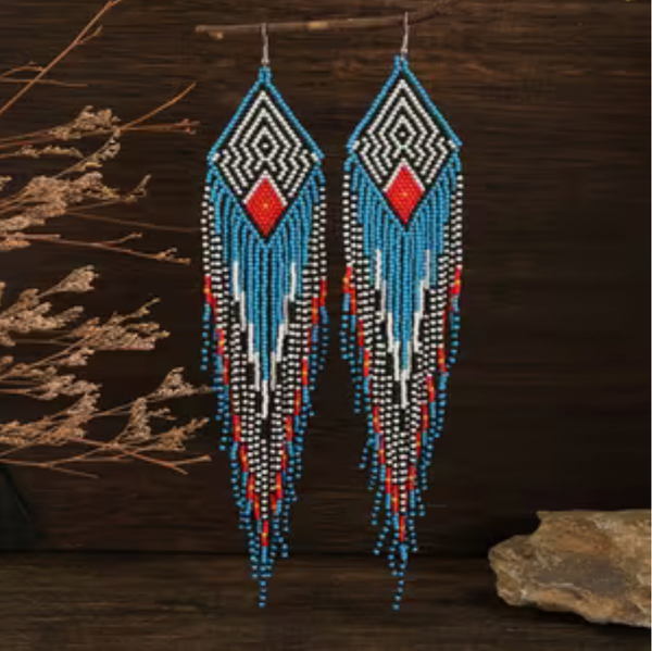 Beaded Ethnic Tassel Earrings