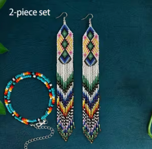 Beaded Ethnic Tassel Earrings