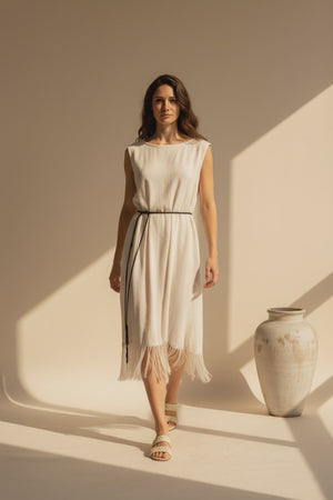 Juana Ines Tunic - Hand Fringed Cotton